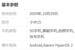 小米15配置参数详情 小米15配置与价格